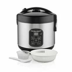Best Sale ⭐ Hamilton Beach Digital Programmable Rice Cooker & Food Steamer, 8 Cups Cooked (4 Uncooked), With Steam & Rinse Basket, Stainless Steel (37518) ❤️