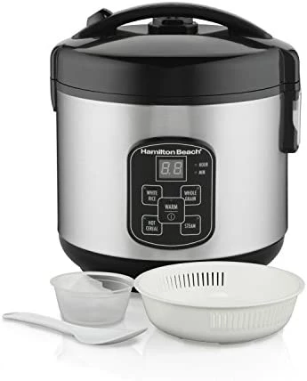 Best Sale ⭐ Hamilton Beach Digital Programmable Rice Cooker & Food Steamer, 8 Cups Cooked (4 Uncooked), With Steam & Rinse Basket, Stainless Steel (37518) ❤️ - Image 8