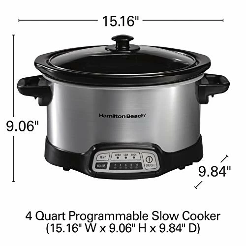 Brand new ๐ Hamilton Beach 4-Quart Programmable Slow Cooker With Dishwasher-Safe Crock And Lid, Silver (33443) ๐ - Image 6