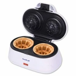 Promo 🌟 Double Waffle Bowl Maker By StarBlue - White - Make Bowl Shapes Belgian Waffles In Minutes | Best For Serving Ice Cream And Fruit | Gift Ideas 110V 50/60Hz 1200W 🤩