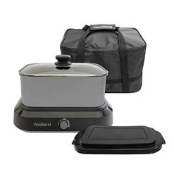 New 😀 West Bend 87905 Slow Cooker Large Capacity Non-stick Variable Temperature Control Includes Travel Lid And Thermal Carrying Case, 5-Quart, Silver 🥰