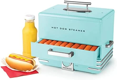Best Pirce 🌟 Nostalgia Extra Large Diner-Style Steamer, 20 Hot 🐕 Dogs And 6 Bun Capacity, Perfect For Breakfast Sausages, Brats, Vegetables, Fish, Cob ✔️ - Image 3