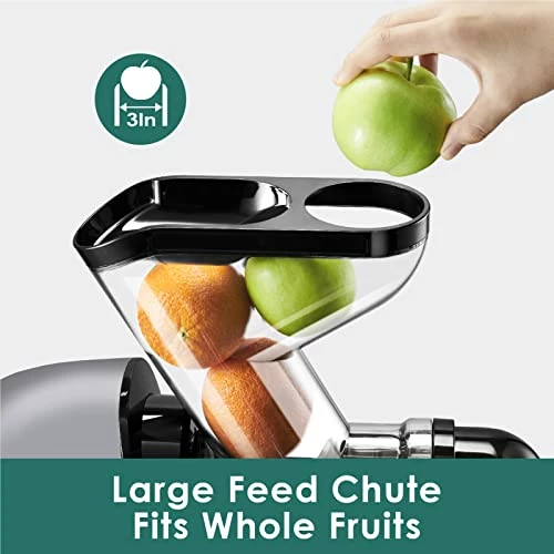 Cheap 🌟 Slow Juicer Machines, AUMATE Fretta Wide Feed Chute Masticating Juicer, Press Juicer Cold, Celery Juicer, Juice Extractor Machine With Quiet DC Motor/Reverse Function, Soft/Hard Mode(Silver) 💯 - Image 2