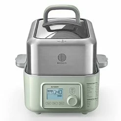 Cheapest 👍 BUYDEEM G563 5-Quart Electric Food Steamer For Cooking, One Touch Vegetable Steamer, Digital Multifunctional Steamer, Quick Steam In 60s, Stainless Steel Steamer Tray & Glass Lid, Cozy Greenish, 1500W ⭐