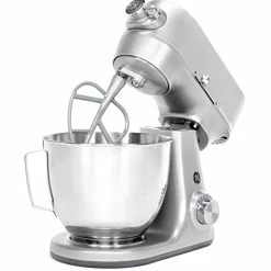 Flash Sale 🎁 GE Tilt-Head Electric Stand Mixer | 7-Speed, 350-Watt Motor | Includes 5.3-Quart Bowl, Flat Beater, Dough Hook, Wire Whisk & Pouring Shield | Countertop Kitchen Essentials | Granite Gray 😉
