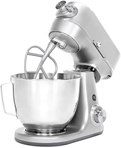Flash Sale ๐ GE Tilt-Head Electric Stand Mixer | 7-Speed, 350-Watt Motor | Includes 5.3-Quart Bowl, Flat Beater, Dough Hook, Wire Whisk & Pouring Shield | Countertop Kitchen Essentials | Granite Gray ๐ - Image 6