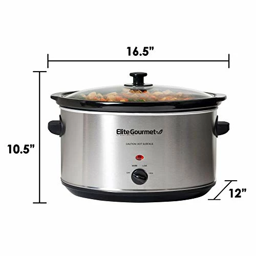 Buy 💯 Elite Gourmet MST-900V Electric Ceramic XL Jumbo Slow Cooker, Adjustable Temp, Entrees, Sauces, Stews & Dips, Dishwasher Safe Glass Lid & Crock (8.5 Quart, Stainless Steel) ✨ - Image 7