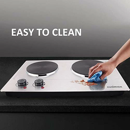Best reviews of ๐งจ CUSIMAX Double Hot Plate For Cooking, 1800W Portable Electric Double Burners Countertop Burner Cast Iron Hot Plates Cooktop, Stainless Steel Silver Easy To Clean ๐คฉ - Image 4