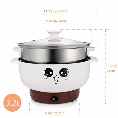 Wholesale π₯ MINGPINHUIUS 4-in-1 Multifunction Electric Cooker Skillet Wok Electric Hot Pot For Cook Rice Fried Noodles Stew Soup Steamed Fish Boiled Egg Small Non-stick With Lid (3.2L, With Steamer) π - Image 7