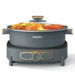 Brand new ⌛ Dezin Electric Shabu Shabu Hot Pot With Removable Pot, 4L Electric Non-Stick Hot Pot With Multi-Power Control, 3.7" Depth Electric Cooker With Tempered Glass Lid For Party, Family And Friend Gathering 👏