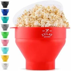 Deals ⭐ Zulay Kitchen Large Microwave Popcorn Maker - BPA Free Silicone Popcorn Popper Microwave Collapsible Bowl With Lid - Family Size Microwave Popcorn Bowl (Red) ⭐
