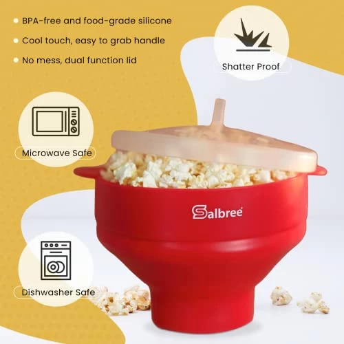 Cheapest 🎁 Original Salbree Microwave Popcorn Popper, Silicone Popcorn Maker, Collapsible Bowl - The Most Colors Available (Aqua) 🔥 - Image 5