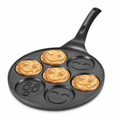 Discount 🌟 Clockitchen Pancake Pan Nonstick Griddle Pancake Maker Mini Pancake And 7 Smiling Face Cups Pan Breakfast Crepe For Kids, Bla ✨