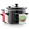 Cheapest 🤩 KOOC Small Slow Cooker, 2-Quart, Free Liners Included For Easy Clean-up, Upgraded Ceramic Pot, Adjustable Temp, Nutrient Loss Reduction, Stainless Steel, Black, Round… ✨