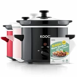 Cheapest π€© KOOC Small Slow Cooker, 2-Quart, Free Liners Included For Easy Clean-up, Upgraded Ceramic Pot, Adjustable Temp, Nutrient Loss Reduction, Stainless Steel, Black, Roundβ¦ β¨