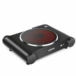 New โ Cusimax Portable Electric Stove, 1200W Infrared Single Burner Heat-up In Seconds, 7 Inch Ceramic Glass Single Hot Plate Cooktop For Dorm Office Home Camp, Compatible W/All Cookware - Upgraded Version ๐