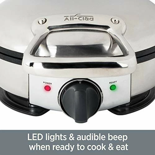 Deals ๐ All-Clad Stainless Steel Classic Round Waffle Maker With 7 Browning Settings, 4-Section, Silver โญ - Image 5