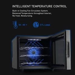 Hot Sale 😀 JINJUNYE Wine Fridge Countertop, Small Wine Cooler Refrigerator With Digital Temperature Control, 12 Bottle, MIni Freestanding Wine Cellars, Beer Or Sparkling Wine Bright Black ❤️