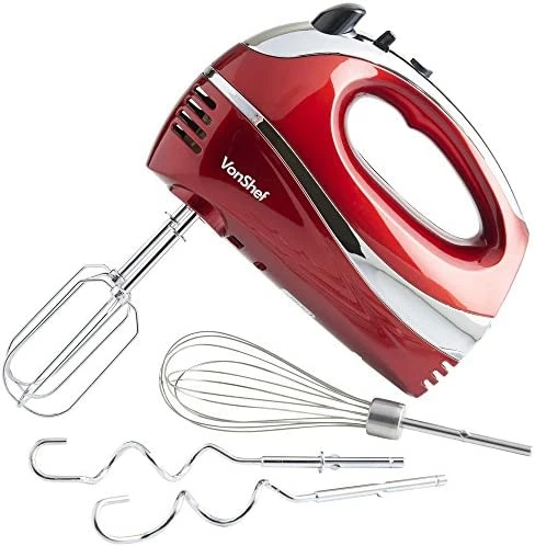 Discount ๐ VonShef 5-Speed Hand Mixer - Electric 250W Hand-held Mixer With Turbo Boost Button & Stainless Steel Accessories (Chrome Beater, Dough Hook & Balloon Whisk) For Baking Cookies, Brownies & Cakes - Blu ๐ - Image 6