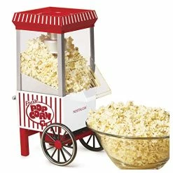 Best deal โค๏ธ Nostalgia Vintage Table-Top Popcorn Maker, 12 Cups, Hot Air Popcorn Machine With Measuring Cap, Oil Free, White And Red ๐
