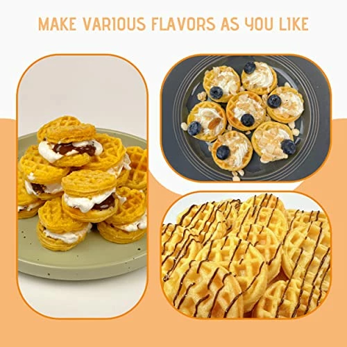 Best Sale 🌟 FineMade Mini Waffle Maker Machine, Small Waffle Bites Maker For Kids, Makes 8 X 2” Tiny Waffle Bites, Ideal For Breakfast, Snacks, Desserts And More 🤩 - Image 2