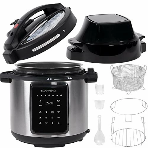 Best deal π Thomson TFPC607 9-in-1 Pressure Cooker And Air Fryer With Dual Lid, Slow Cooker And More, Digital Touch Display, 6.5 QT Capacity, Included Cooking Accessories - Stainless Steel π