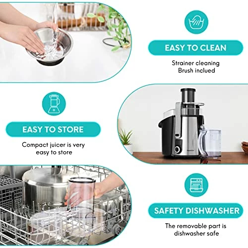 Best reviews of π― 1000W 5-SPEED LCD Screen Centrifugal Juicer Machines Vegetable And Fruit, Healnitor Juice Extractor With Big Adjustable 3" Big Mouth, Easy Clean, BPA-Free, High Juice Yield, Silv π - Image 5