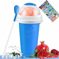 Coupon 😀 Leuaxmy Slushy Cup Slushie Cup Maker Squeeze ,TIK TOK Shake Frozen Magic Maker Quick Squeeze Cups Homemade ☀️ Summer DIY Milk Ice Cream Maker (BLUE) 🥰