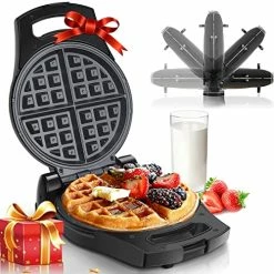 Coupon 🤩 Belgian Waffle Maker, 8 Inch Flip Waffle Irons With Non-Stick Surfaces, 900W Waffle Makers With Temperature Control, 4 Slice, Black, ETL Certificated ❤️