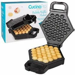 New 🌟 CucinaPro Bubble Waffle Maker - Electric Non Stick Hong Kong Egg Waffler Iron Griddle W/ Ready Indicator Light - Ready In Under 5 Minutes- Free Recipe Guide Included, Make Delicious Waffle Ice Cream Cones, Gift White ✨