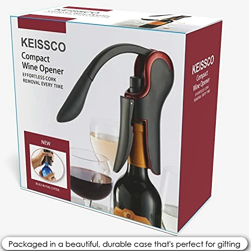 Outlet βοΈ KEISSCO Wine Opener Compact Vertical Corkscrew Wine Bottle Opener With Built-in Foil Cutter β¨ - Image 4