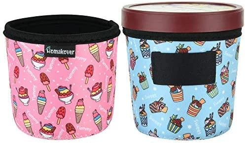 Discount 😉 Homakover 2 Pack Ice Cream And Leopard Pattern Pint Size Ice Cream Sleeves Neoprene Cover With Spoon Holder Cover (Ice Cream (2PCS)) 🔔 - Image 6
