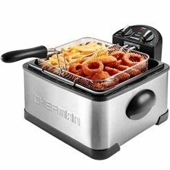 Discount 👍 Chefman 4.5L Dual Cook Pro Deep Fryer With Basket Strainer And Removable Divider, Jumbo XL Size, Adjustable Temp & Timer, Perfect For Chicken, Fries, Chips And More, Easy To Clean, Stainless Steel 🌟