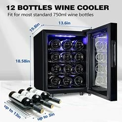 Deals 🛒 Miladred 12 Bottle Wine Cooler Refrigerator,Wine Fridge Freestanding With Lock & Digital Temperature Control Fridge Glass Door,Mini Wine Cabinet For Red, White, Champagne Or Sparkling 🛒