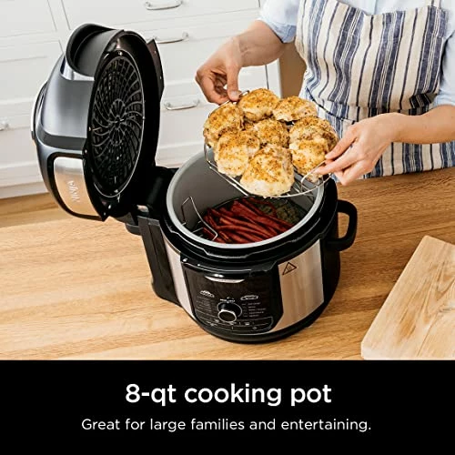 Discount 🥰 Ninja FD401 Foodi 12-in-1 Deluxe XL 8 Qt. Pressure Cooker & Air Fryer That Steams, Slow Cooks, Sears, Sautés, Dehydrates & More, With 5 Qt. Crisper Basket, Deluxe Reversible Rack & Recipe Book, Silver 🔔 - Image 6