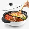Top 10 🤩 Kxuhivc Hot Pot With Divider For Induction Cooker Dual Sided Soup Cookware Two-flavor Chinese Shabu Shabu Pot For Home Party Family Gathering, 4.5 Quart (White) White-02 🤩