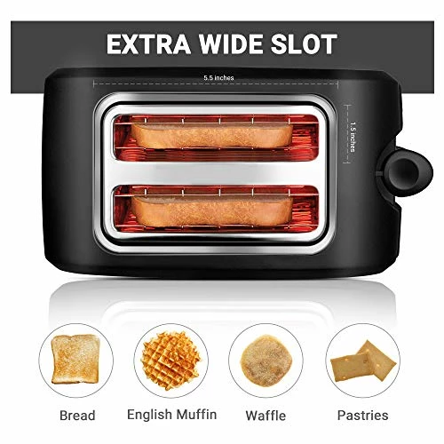 Best reviews of π 2 Slice Toaster CUSINAID Black Wide Slot Toaster 2 Slice Best Rated Prime With Pop Up Reheat Defrost Functions, 6-Shade Control, Removable Crumb Tray π₯ - Image 3