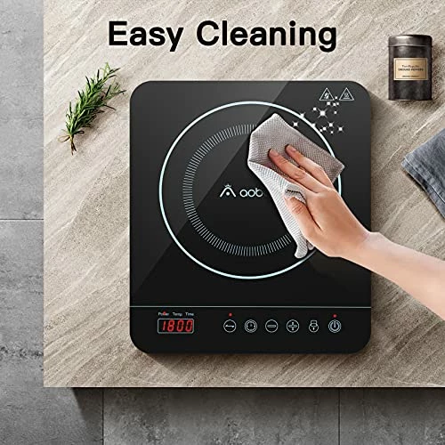 Deals ❤️ Aobosi Portable Induction Burner Cooktop 1800w Fast Efficient Cooking,Digital Sensor Touch LED Screen Countertop Burner,Electric Stove Cooker Black Crystal Glass Surface 9 Power 10 Temperature Setting With Locking Function 👏 - Image 4