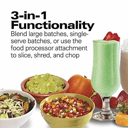 Buy 🛒 Hamilton Beach Blender And Food Processor Combo, Portable Blend-In Travel Cup, Shakes And Smoothies, 40oz Jar & 3-Cup Vegetable Chopper, Grey & Black (58163) 🌟 - Image 3