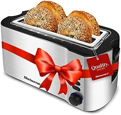 Discount ✔️ Elite Gourmet ECT-3100 Long Slot 4 Slice Toaster, Reheat, 6 Toast Settings, Defrost, Cancel Functions, Built-in Warming Rack, Extra Wide Slots For Bagels & Waffles, Stainless Steel & Black 😉 - Image 7