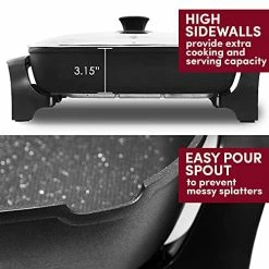 Best Sale π― Elite Gourmet EG6203 Extra Deep 16"x13"x3.2" (10.5Qt.) Scratch Resistant, Easy Pour Spout Dishwasher Safe, Non-stick Electric Skillet With Glass Vented Lid, Adjustable Temperature, Black β€οΈ