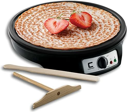 Deals π Chefman Electric Crepe Maker Griddle:Precise Temperature Control For Perfect Blintzes, Pancakes,Eggs, Bacon And More,12Inch Non-Stick Grill Pan,Includes Batter Spreader & Spatula,Black,Version 1 Crepe Maker -version 1 π - Image 5