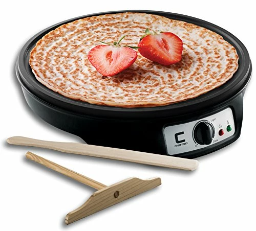 Deals π Chefman Electric Crepe Maker Griddle:Precise Temperature Control For Perfect Blintzes, Pancakes,Eggs, Bacon And More,12Inch Non-Stick Grill Pan,Includes Batter Spreader & Spatula,Black,Version 1 Crepe Maker -version 1 π