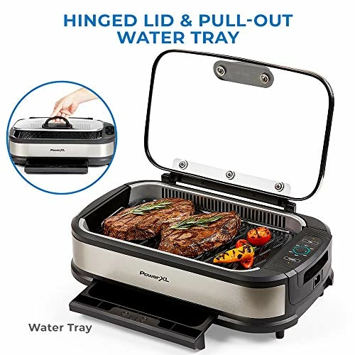 Coupon 𧨠PowerXL Smokeless Grill With Tempered Glass Lid With Interchanable Griddle Plate And Turbo Speed Smoke Extractor Technology. Make Tender Char-grilled Meals Inside With Virtually No Smoke (Stainless Steel Pro With Hinged Lid) π€© - Image 4