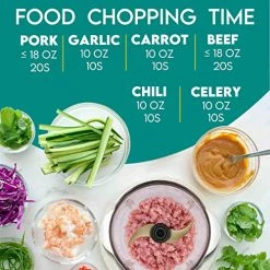 Cheap 🤩 MOSAIC Electric Food Processor,Food Chopper With Garlic Peeler And Titanium 🧥 Coating Blades, 5 Cup Glass Bowl For Vegetables Fruit Salad Onion Garlic Meat Ice Chopper 🔔