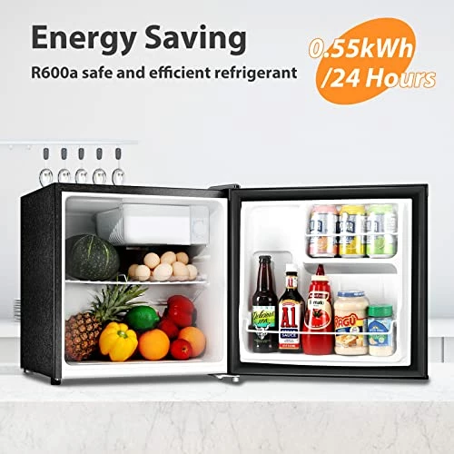 Outlet ✨ BANGSON Mini Fridge For Bedroom, 1.6 Cu.Ft Mini Fridge With Freezer,Adjustable Temperature And Leveling Leg, Reversible Single Door, Compact Refrigerator Dorm, Office, Bar And Outdoors 🌟 - Image 6