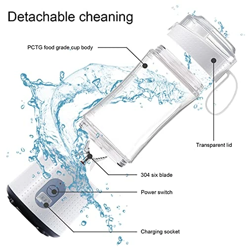 Wholesale π Moisturnt Portable Blender For Shakes And Smoothies: Personal Size Single Serve Travel Fruit Juicer Mixer Cup With Rechargeable USB Small Electric Individual Mini Blender For Juice Milk White π― - Image 3