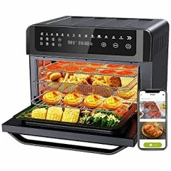 New 👍 Gevi Large Air Fryer Oven, 13-in-1 Air Fryer Countertop Toaster Oven With Digital Touchscreen, Rotisserie & Dehydrator, Convection Oven Air Fryer, Original Recipe, Accessories Included, Black Sliver 😍