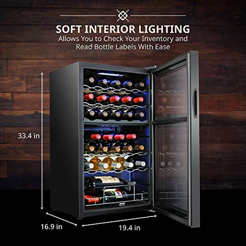 Coupon π― Ivation 33 Bottle Dual Zone Wine Cooler Refrigerator W/Lock | Large Freestanding Wine Cellar For Red, White, Champagne & Sparkling Wine | 41f-64f Digital Temperature Control Fridge Glass Door Black π - Image 2