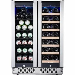 Best Sale 💯 STAIGIS Wine Fridge, 24 Inch Wine And Beverage Refrigerator Under Counter, Dual Zone W/ 60 Cans And 20 Bottles Capacity, Digital Touch Control 🎁